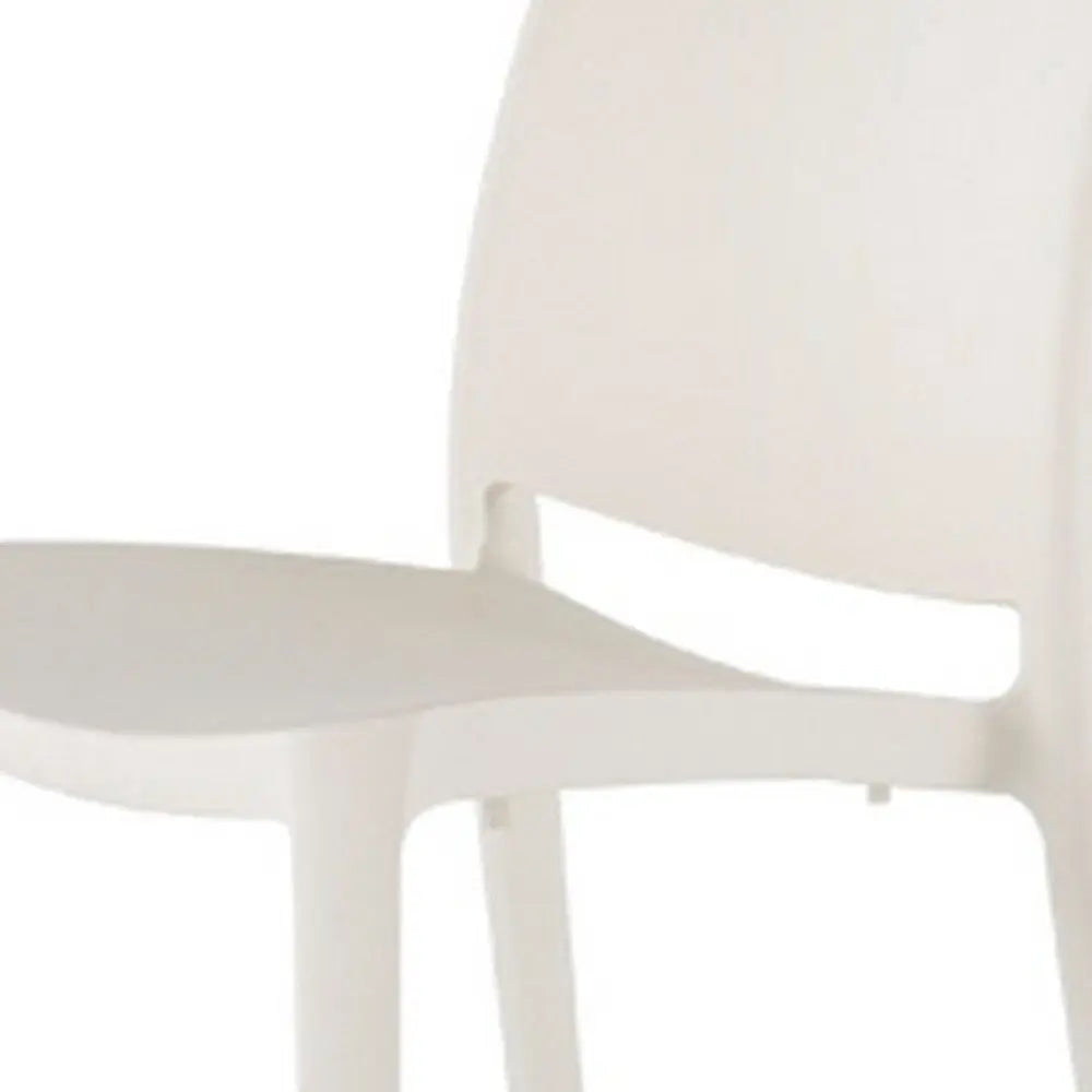 White Plastic Stacking Dining Chairs - Polypropylene - Set of 4  Warm Home View
