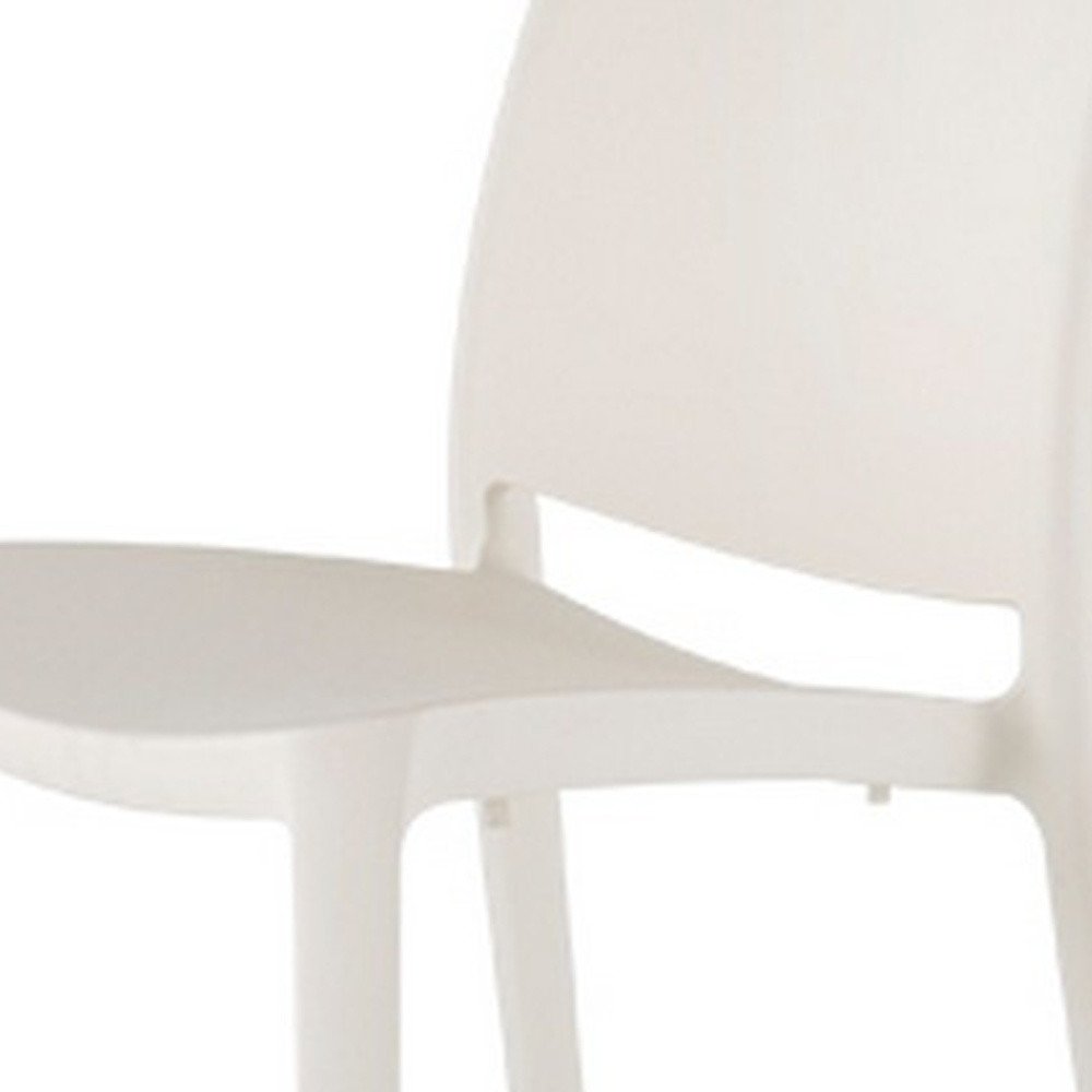 Set of Four White Heavy Duty Plastic Outdoor Stacking Dining Chairs  Warm Home View