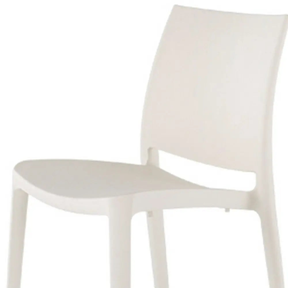 White Plastic Stacking Dining Chairs - Polypropylene - Set of 4  Warm Home View
