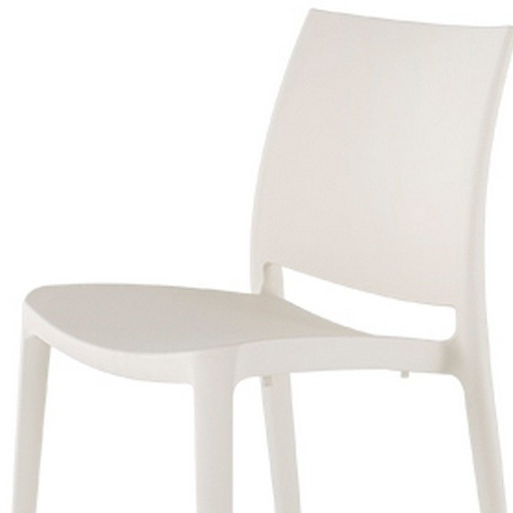 Set of Four White Heavy Duty Plastic Outdoor Stacking Dining Chairs  Warm Home View