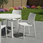 Set of Four White Heavy Duty Plastic Outdoor Stacking Dining Chairs  Warm Home View