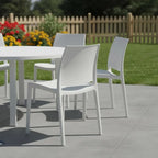 White Plastic Stacking Dining Chairs - Polypropylene - Set of 4  Warm Home View