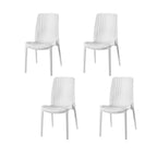 Set of Four White Heavy Duty Plastic Outdoor Stacking Dining Chairs  Warm Home View