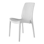Set of Four White Heavy Duty Plastic Outdoor Stacking Dining Chairs  Warm Home View