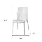 Set of Four White Heavy Duty Plastic Outdoor Stacking Dining Chairs  Warm Home View
