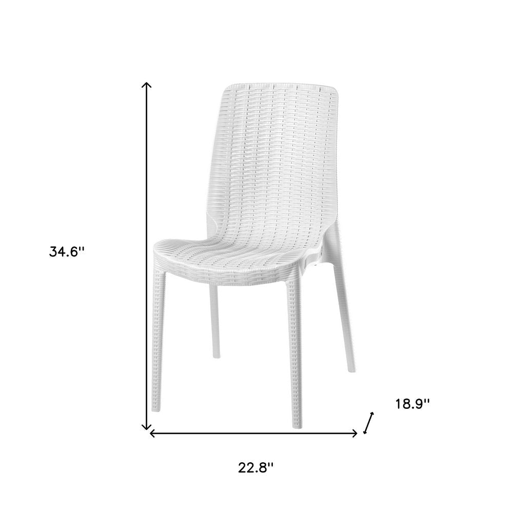 Set of Four White Heavy Duty Plastic Outdoor Stacking Dining Chairs  Warm Home View