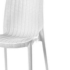 Set of Four White Heavy Duty Plastic Outdoor Stacking Dining Chairs  Warm Home View