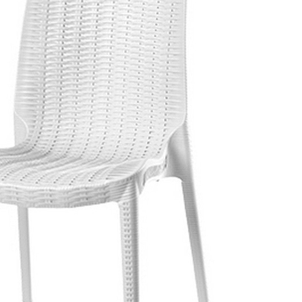 Set of Four White Heavy Duty Plastic Outdoor Stacking Dining Chairs  Warm Home View