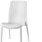 Set of Four White Heavy Duty Plastic Outdoor Stacking Dining Chairs  Warm Home View