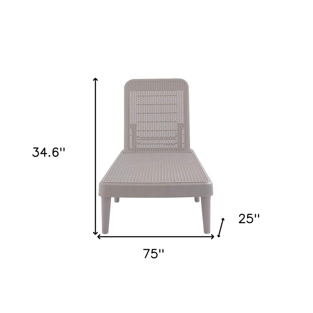 75" Taupe Heavy Duty Plastic Outdoor Stacking Chaise Lounge  Warm Home View