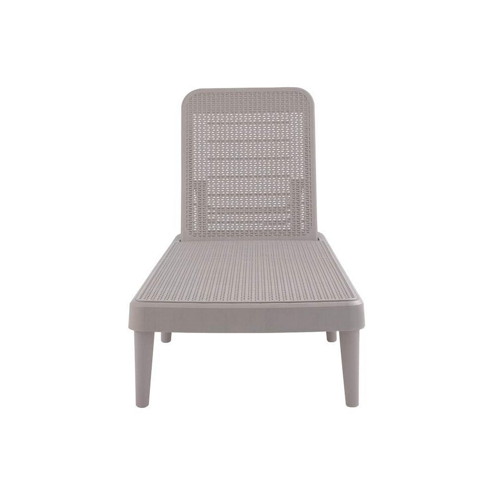 75" Taupe Heavy Duty Plastic Outdoor Stacking Chaise Lounge  Warm Home View