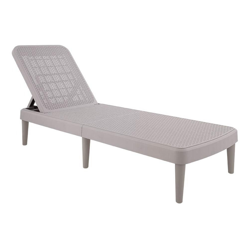 75" Taupe Heavy Duty Plastic Outdoor Stacking Chaise Lounge  Warm Home View