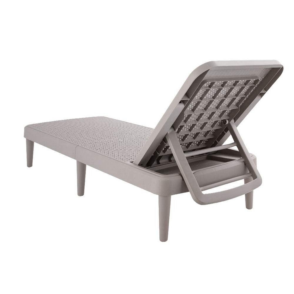 75" Taupe Heavy Duty Plastic Outdoor Stacking Chaise Lounge  Warm Home View