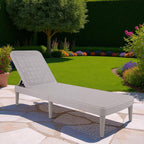 75" Taupe Heavy Duty Plastic Outdoor Stacking Chaise Lounge  Warm Home View