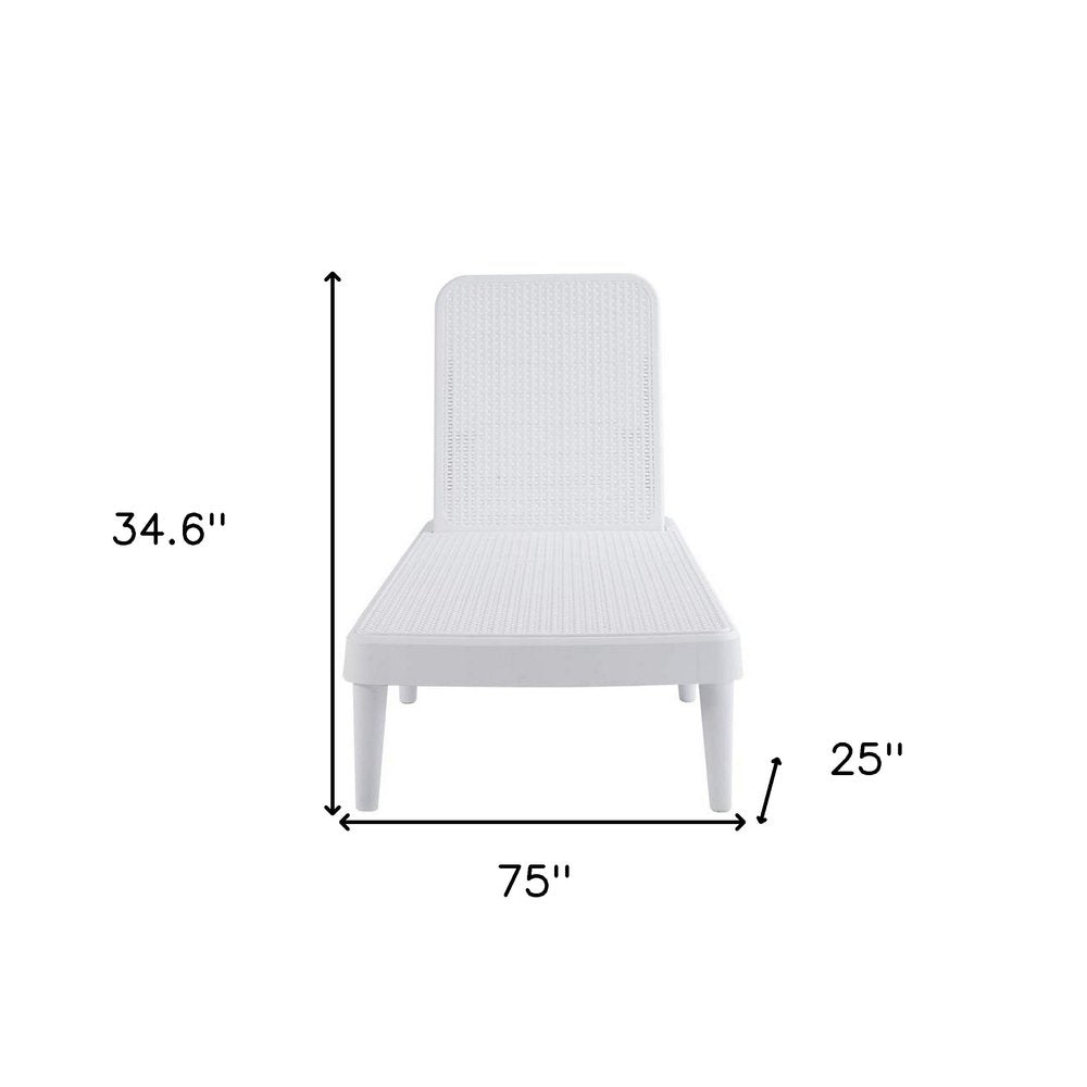 75" White Heavy Duty Plastic Outdoor Stacking Chaise Lounge  Warm Home View