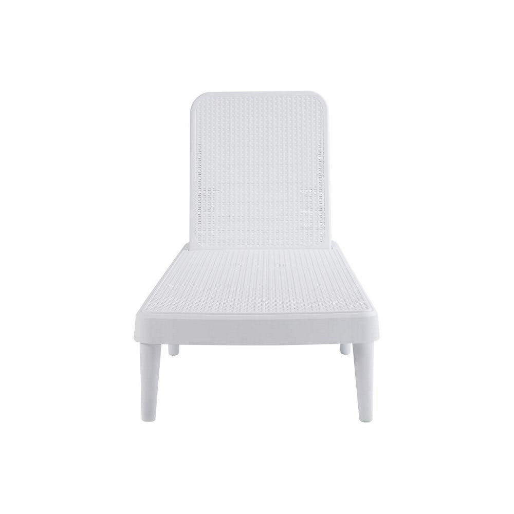75" White Heavy Duty Plastic Outdoor Stacking Chaise Lounge  Warm Home View