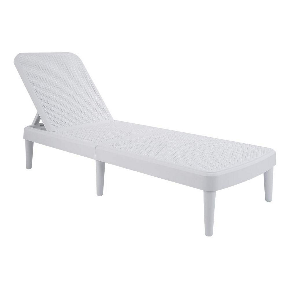 75" White Heavy Duty Plastic Outdoor Stacking Chaise Lounge  Warm Home View