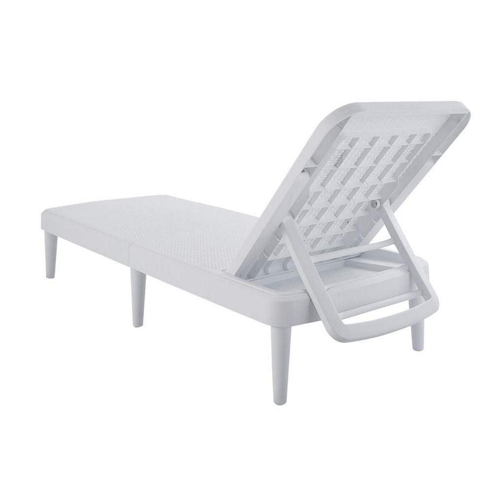 75" White Heavy Duty Plastic Outdoor Stacking Chaise Lounge  Warm Home View