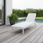 75" White Heavy Duty Plastic Outdoor Stacking Chaise Lounge  Warm Home View