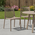Set of Two Gray Heavy Duty Plastic Outdoor Stacking Dining Chairs  Warm Home View