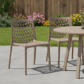 Set of Two Gray Heavy Duty Plastic Outdoor Stacking Dining Chairs – All-Weather Polypropylene  Warm Home View