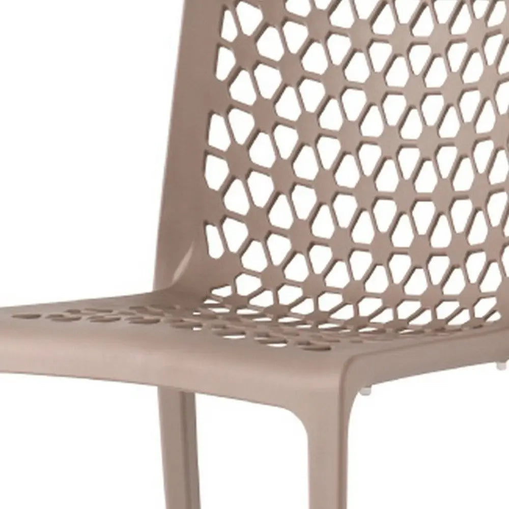 Set of Two Gray Heavy Duty Plastic Outdoor Stacking Dining Chairs – All-Weather Polypropylene  Warm Home View