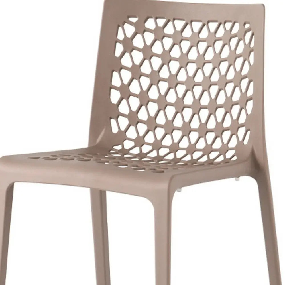 Set of Two Gray Heavy Duty Plastic Outdoor Stacking Dining Chairs – All-Weather Polypropylene  Warm Home View