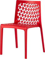 Set of Two Red Heavy Duty Plastic Outdoor Stacking Dining Chairs  Warm Home View
