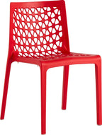 Set of Two Red Heavy Duty Plastic Outdoor Stacking Dining Chairs  Warm Home View