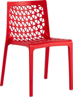 Red Heavy Duty Plastic Outdoor Stacking Dining Chairs – Weather Resistant – Set of 2  Warm Home View
