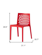 Set of Two Red Heavy Duty Plastic Outdoor Stacking Dining Chairs  Warm Home View
