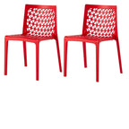 Set of Two Red Heavy Duty Plastic Outdoor Stacking Dining Chairs  Warm Home View