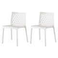 Set of Two White Heavy Duty Plastic Outdoor Stacking Dining Chairs  Warm Home View