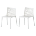 Set of Two White Heavy Duty Plastic Outdoor Stacking Dining Chairs – Weather Resistant  Warm Home View