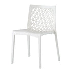 Set of Two White Heavy Duty Plastic Outdoor Stacking Dining Chairs – Weather Resistant  Warm Home View