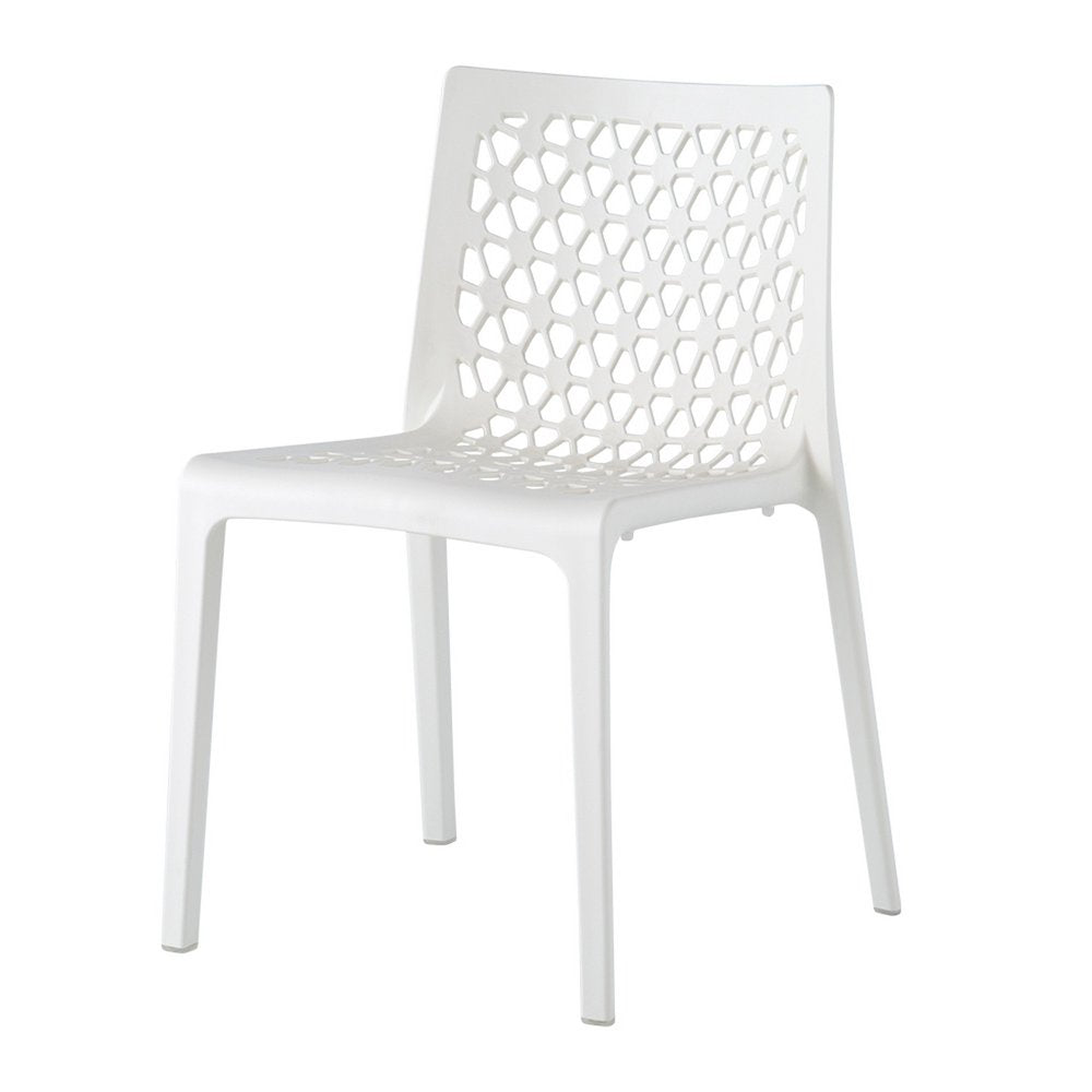 Set of Two White Heavy Duty Plastic Outdoor Stacking Dining Chairs  Warm Home View