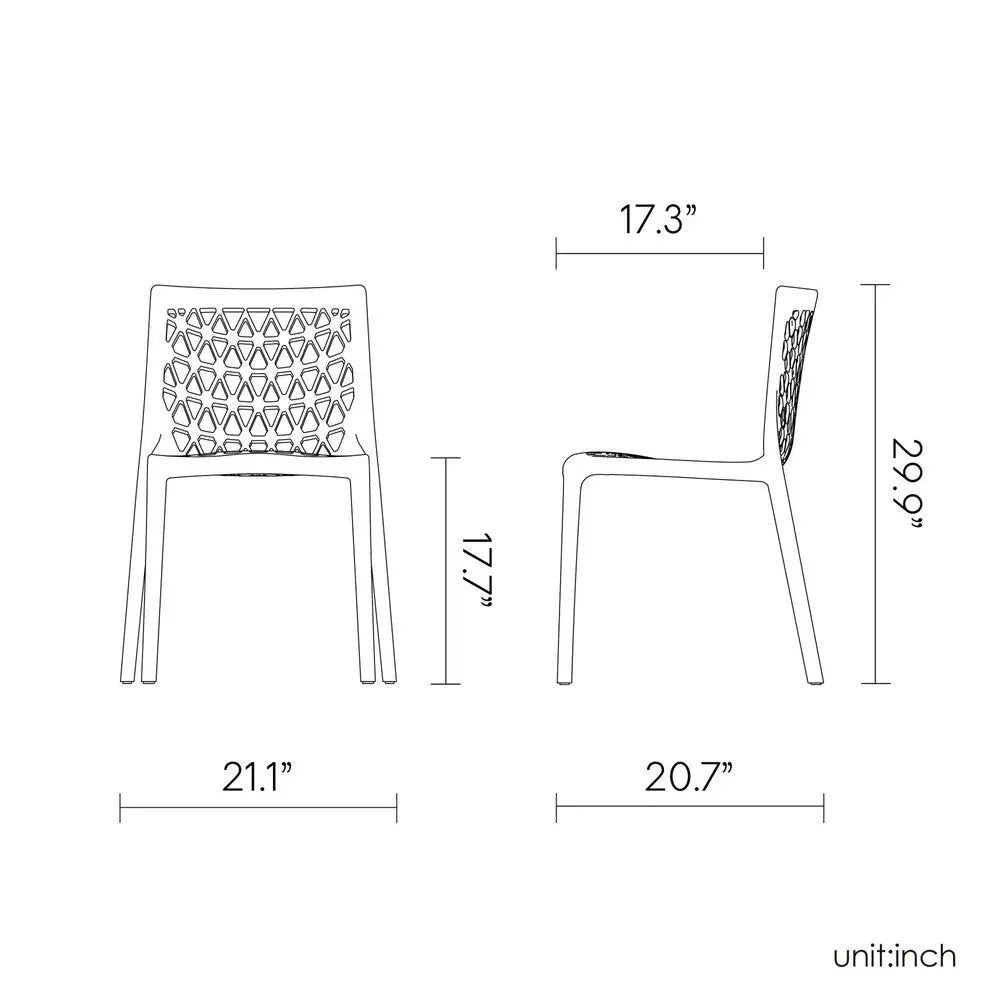 Set of Two White Heavy Duty Plastic Outdoor Stacking Dining Chairs – Weather Resistant  Warm Home View