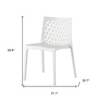 Set of Two White Heavy Duty Plastic Outdoor Stacking Dining Chairs – Weather Resistant  Warm Home View