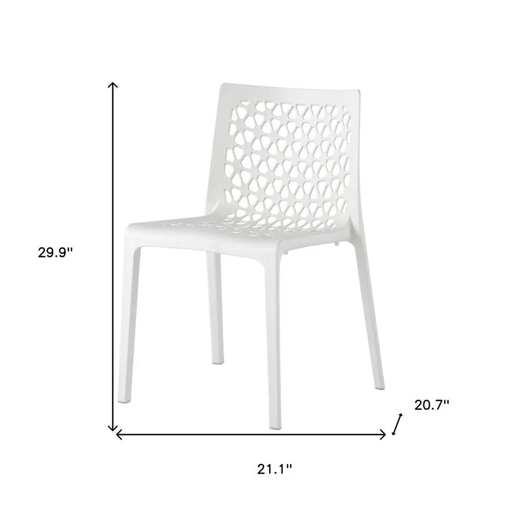 Set of Two White Heavy Duty Plastic Outdoor Stacking Dining Chairs – Weather Resistant  Warm Home View