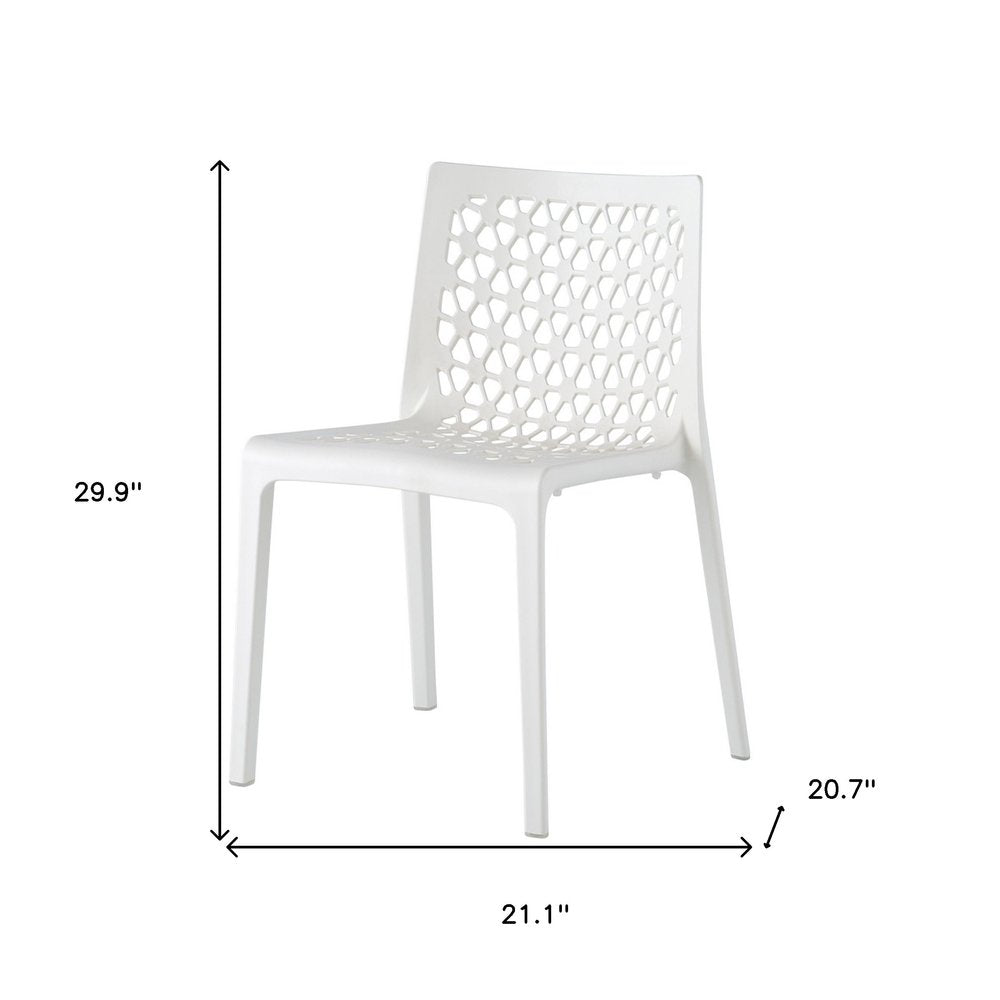 Set of Two White Heavy Duty Plastic Outdoor Stacking Dining Chairs  Warm Home View