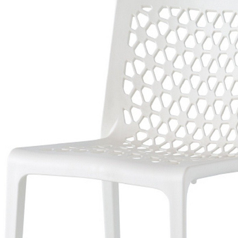 Set of Two White Heavy Duty Plastic Outdoor Stacking Dining Chairs  Warm Home View