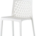 Set of Two White Heavy Duty Plastic Outdoor Stacking Dining Chairs – Weather Resistant  Warm Home View