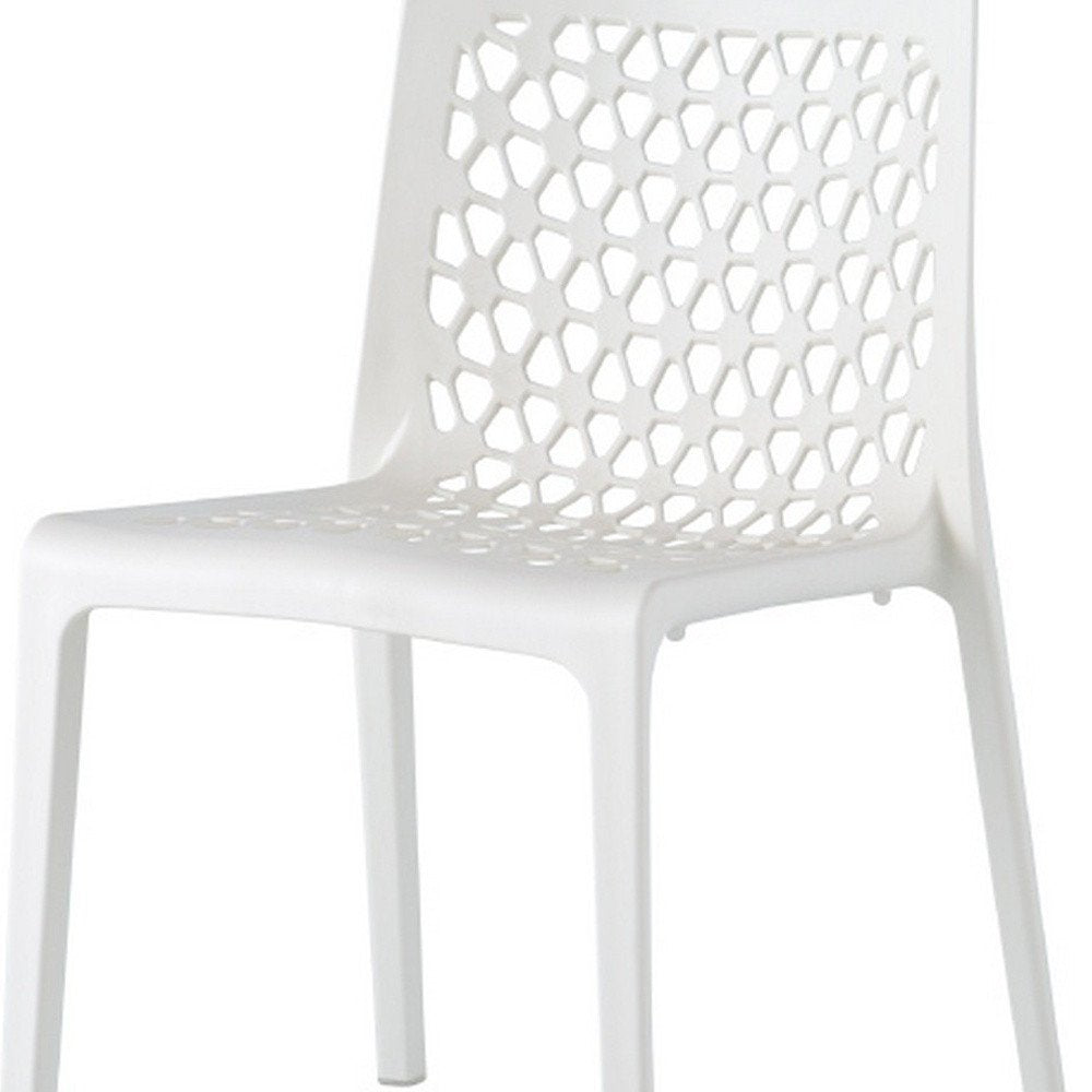 Set of Two White Heavy Duty Plastic Outdoor Stacking Dining Chairs  Warm Home View
