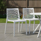 Set of Two White Heavy Duty Plastic Outdoor Stacking Dining Chairs  Warm Home View