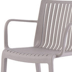 Set of Two Taupe Heavy Duty Plastic Outdoor Stacking Arm Chairs  Warm Home View