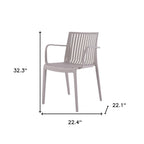 Set of Two Taupe Heavy Duty Plastic Outdoor Stacking Arm Chairs  Warm Home View