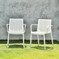 Set of Two White Heavy Duty Plastic Outdoor Stacking Arm Chairs  Warm Home View