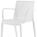 Set of Two White Heavy Duty Plastic Outdoor Stacking Arm Chairs  Warm Home View