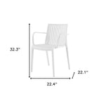 Set of Two White Heavy Duty Plastic Outdoor Stacking Arm Chairs  Warm Home View
