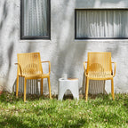 Set of Two Yellow Heavy Duty Plastic Outdoor Stacking Arm Chairs – Weather Resistant  Warm Home View